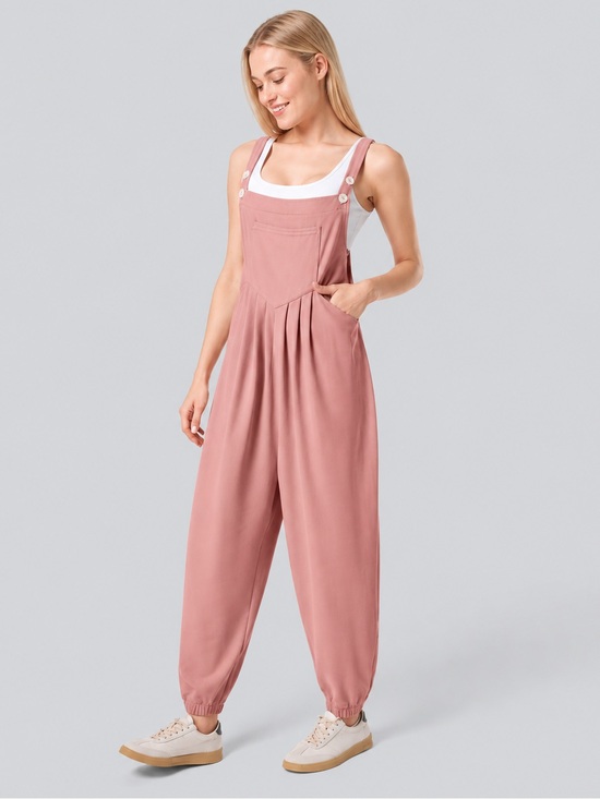 HALARA Pants - NWT Halara Pockets Waffle Casual Jogger Overalls Rose Tan Size Large